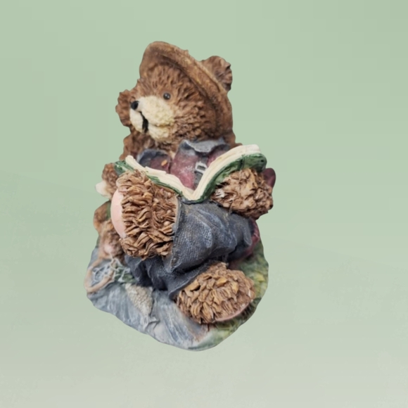🌲10/$20.  Bear Figurine Reading Book with Cub Woodland Decor - Picture 4 of 4